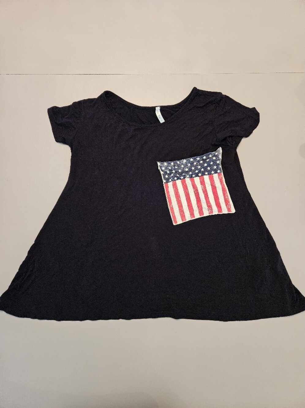 Acting Pro Black Short Sleeve Tee with American Flag Pocket